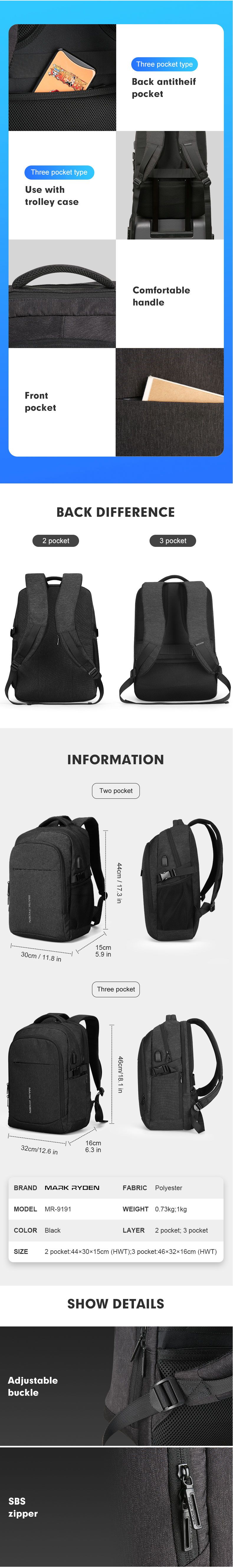 MARK-RYDEN-MR9191-Multifunction--USB-Charging-156-inch-Laptop-Backpack-Two-layer-Large-Capacity-Stud-1529665