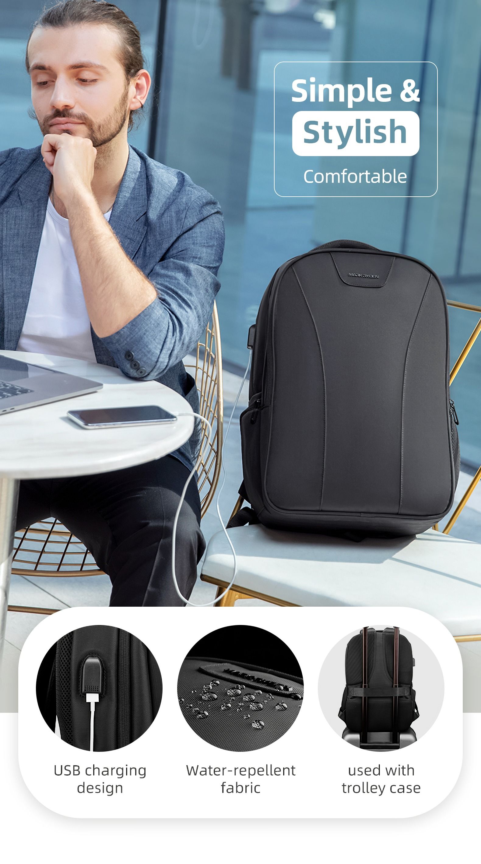 Mark-Ryden-MR9508--156-inch-Laptop-Backpack-Water-Resistant-With-USB-Charging-Travel-Bag-School-Bag-1673122