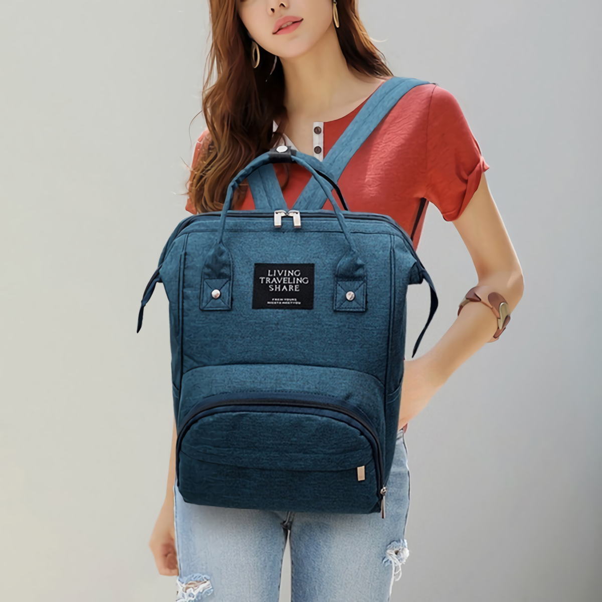 New-Fashion-Large-Travel-Mommy-Backpacks-Solid-Color-Oxford-Cloth-Baby-Nursing-Nappy-Bags-Waterproof-1631399