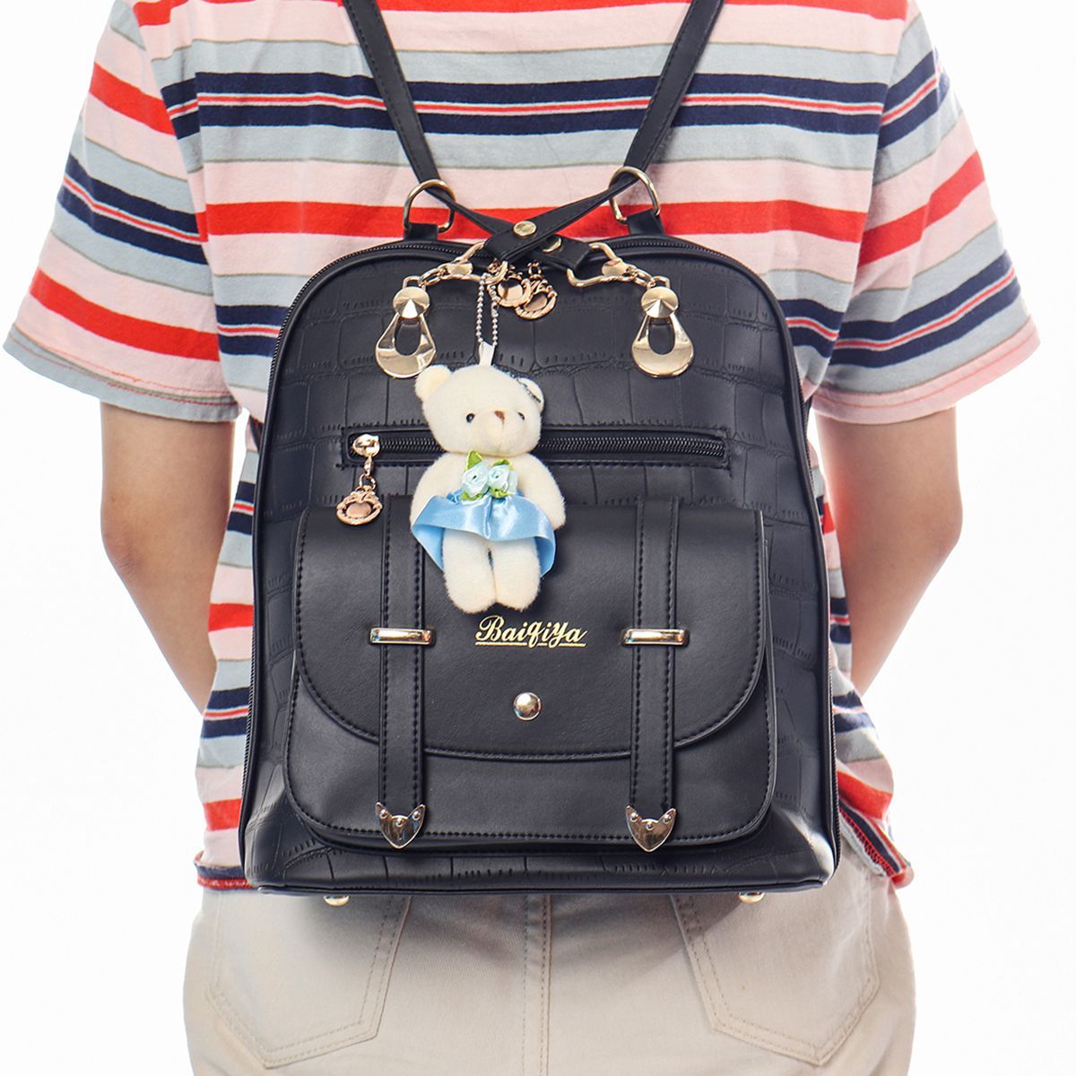 PU-Leather-Backpack-Double-Shoulder-Bag-Women-Schoolbag-Handbag-Crocodile-Pattern-with-Bear-Pendant--1756505
