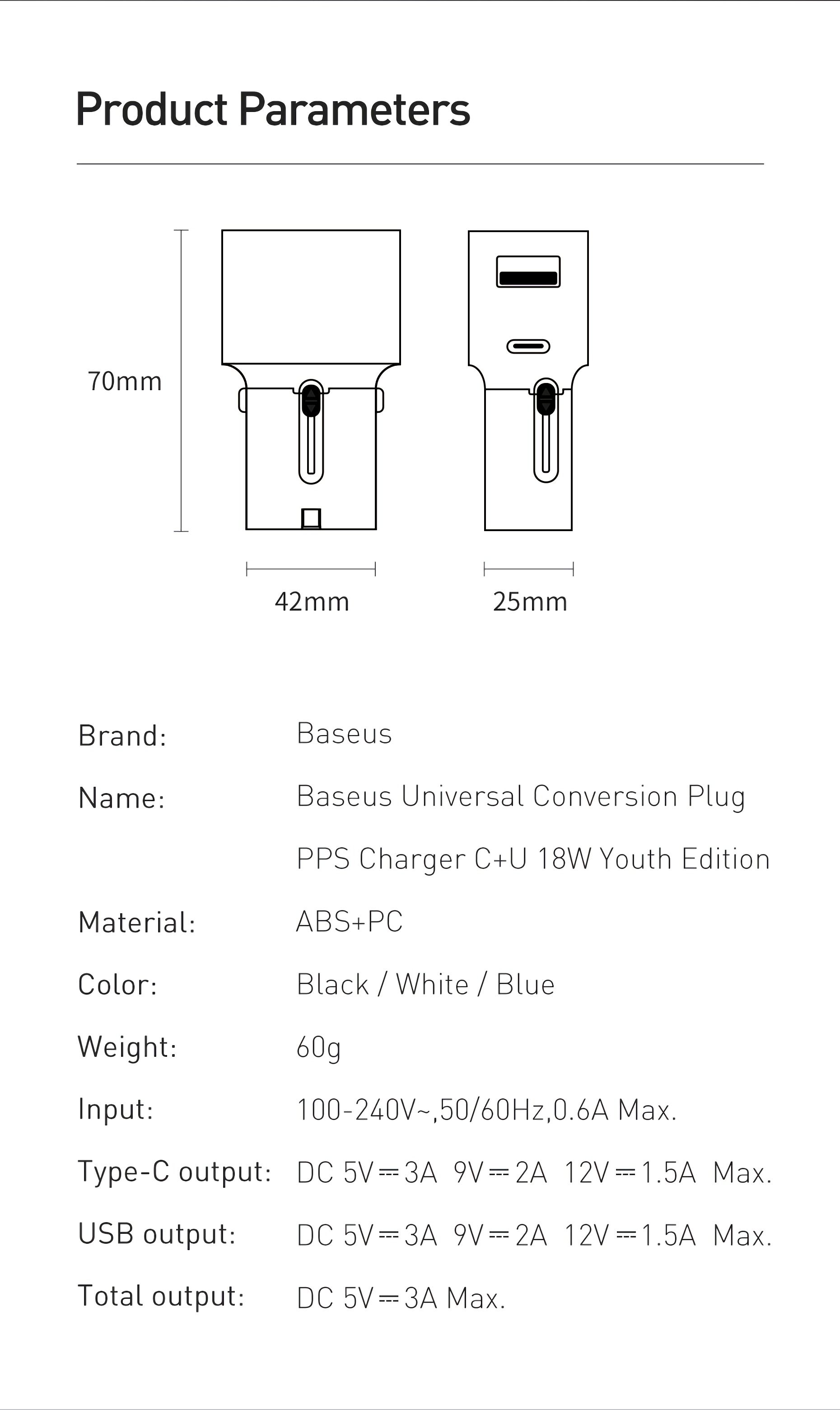 Baseus-Universal-USB-Charger-18W-QC-30-PD30-Fast-Charger-Quick-Charge-30-Travel-International-Plug-S-1701322