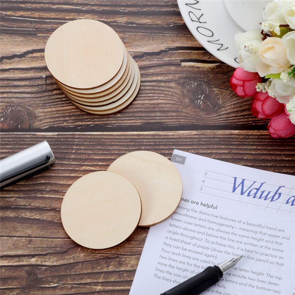 25Pcs-Blank-Circle-Round-Wood-Chip-Sheet-Unfinished-Laser-Engraving-Wooden-DIY-Painted-Crafts-1382667