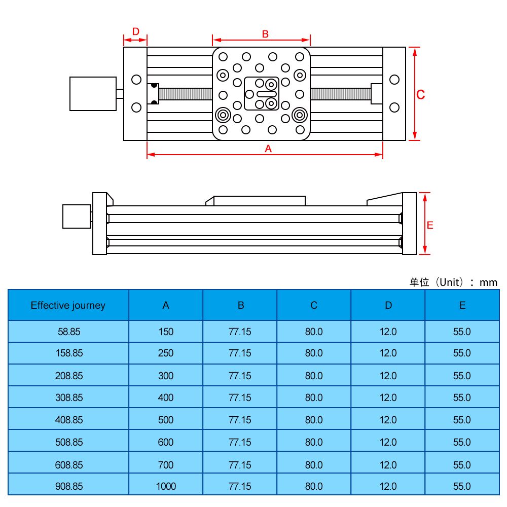 4080U-8mm-250mm300mm350mm400mm450mm-Stroke-Aluminium-Profile-Z-axis-Screw-Slide-Table-Linear-Actuato-1589037