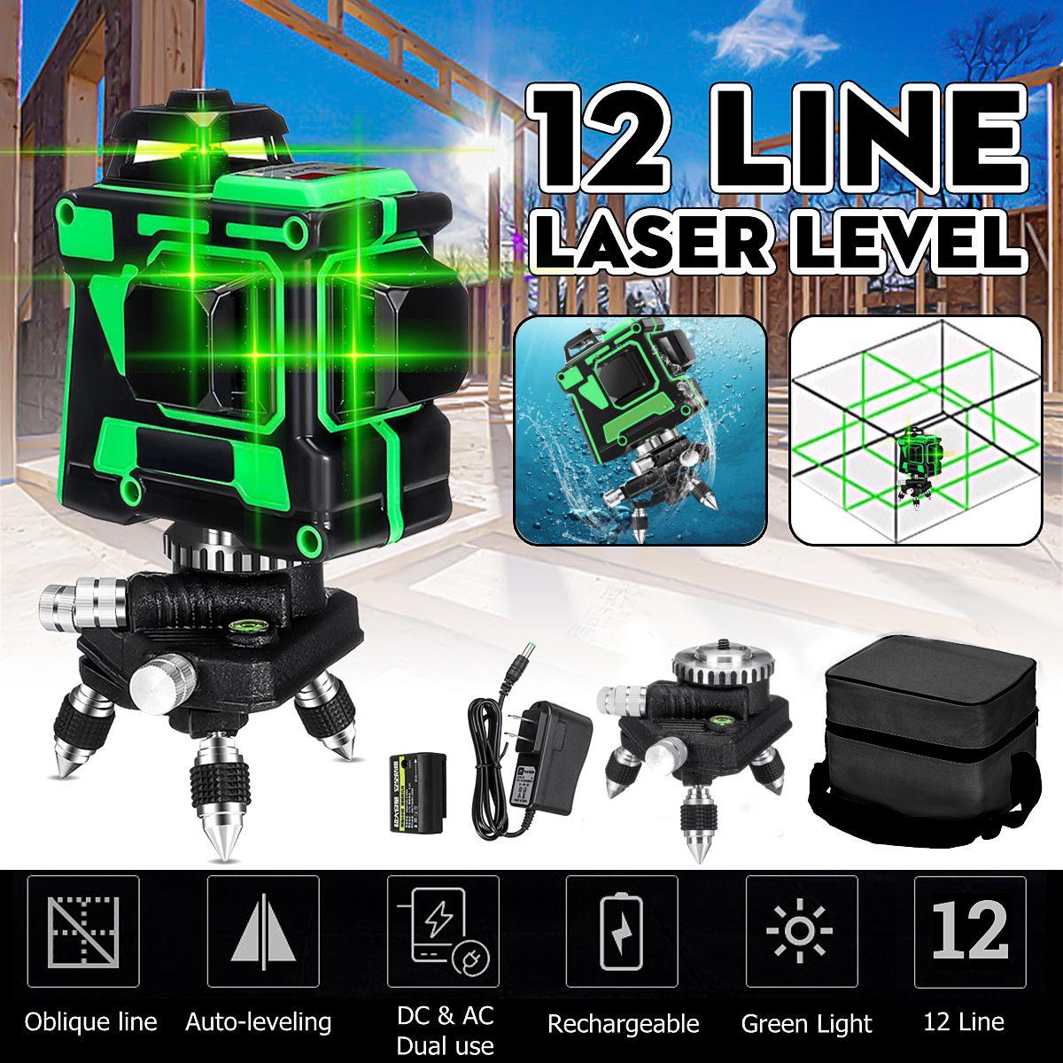 12-Lines-360-Degree-HorizontalampVertical-Cross-3D-Green-Laser-Level-Self-1525331