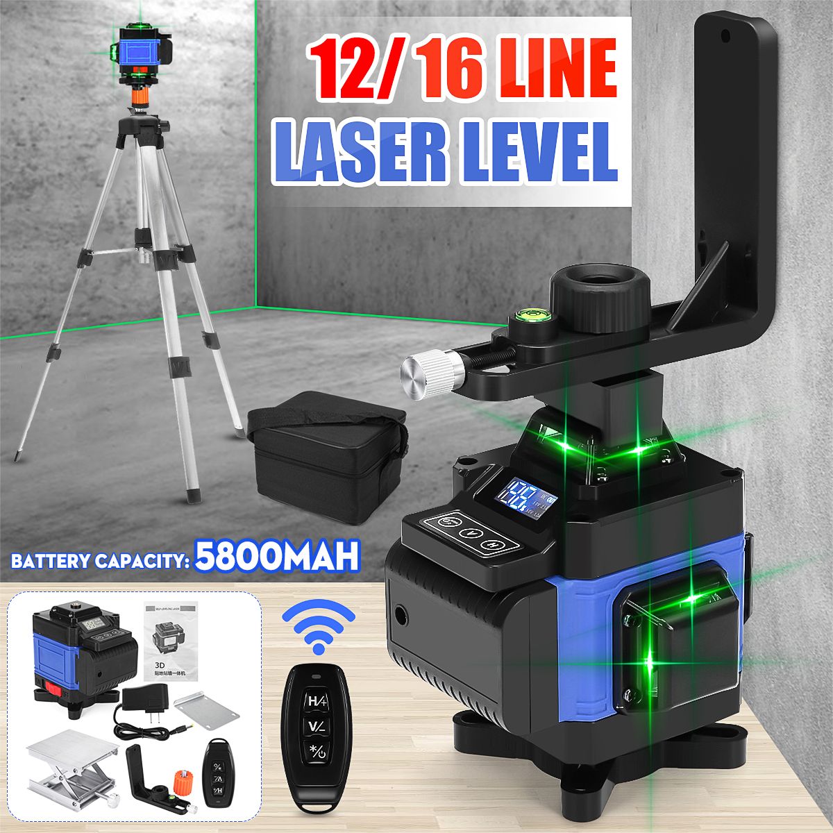 1216-Line-Green-Light-Laser-Level-Digital-Self-Leveling-360deg-Rotary-Measure-Tool-1718011