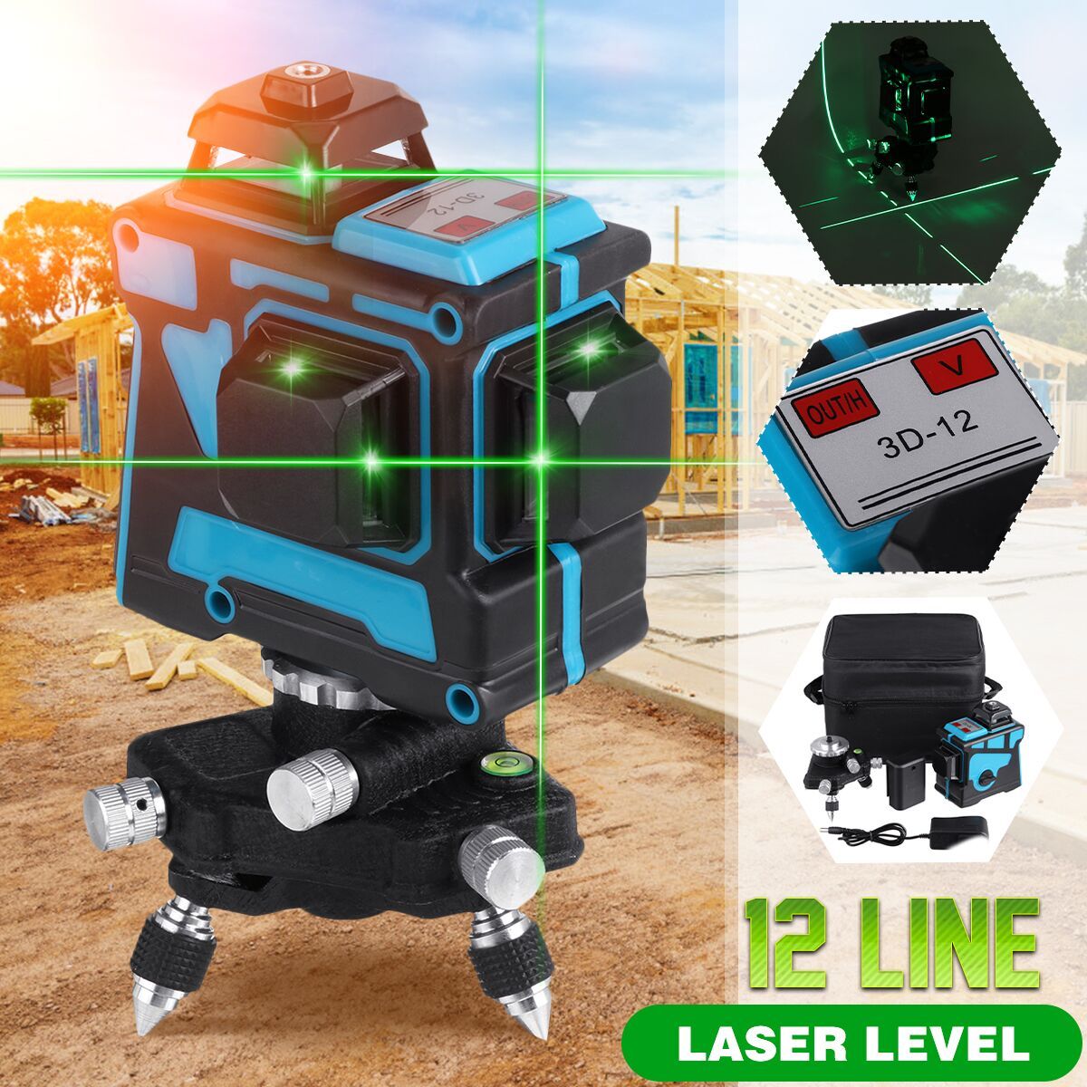 360deg-Rotary-3D-Green-Laser-Level-12-Lines-Self-Leveling-Cross-Measure-Tool-Kit-1740235