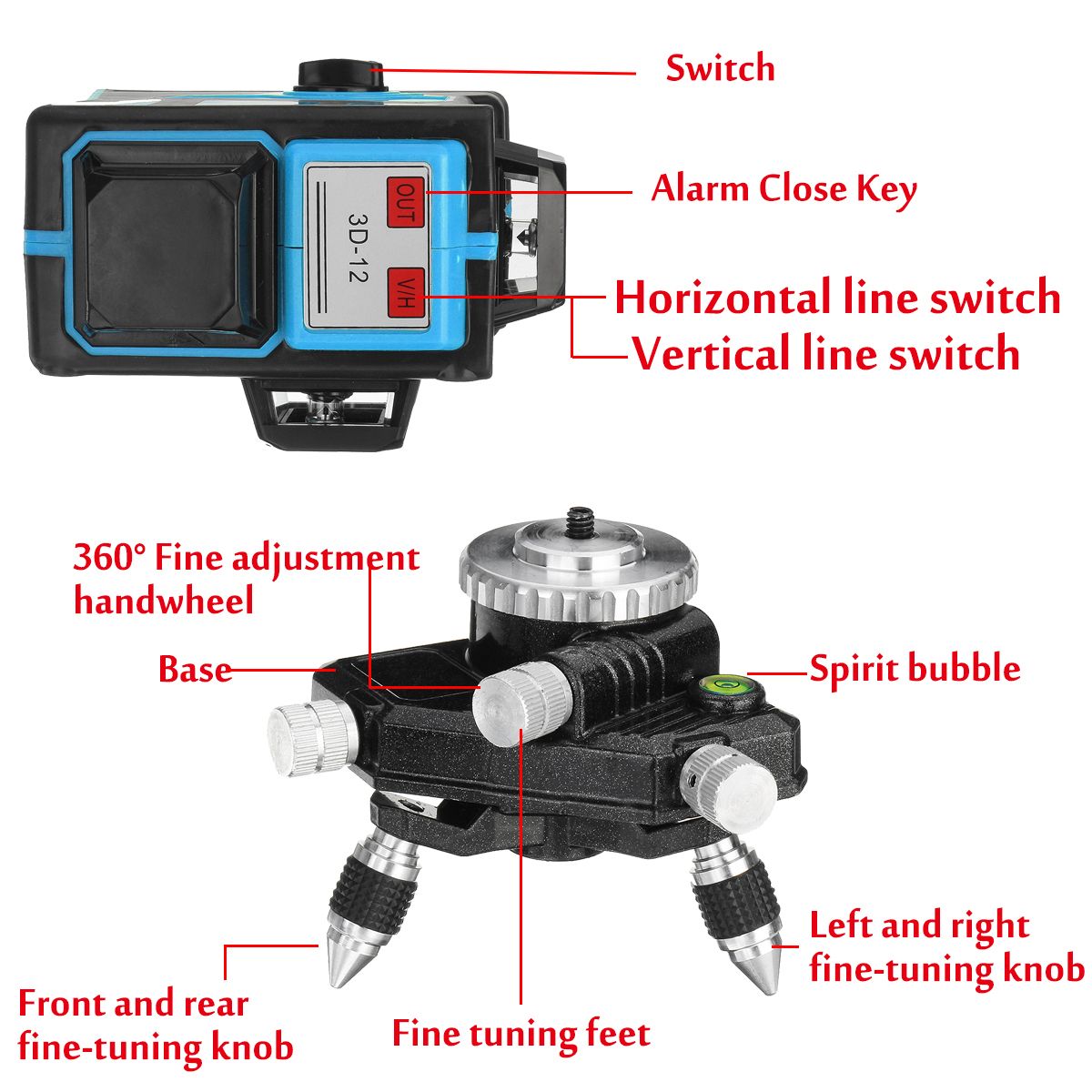 360deg-Rotary-3D-Green-Laser-Level-12-Lines-Self-Leveling-Cross-Measure-Tool-Kit-1740235