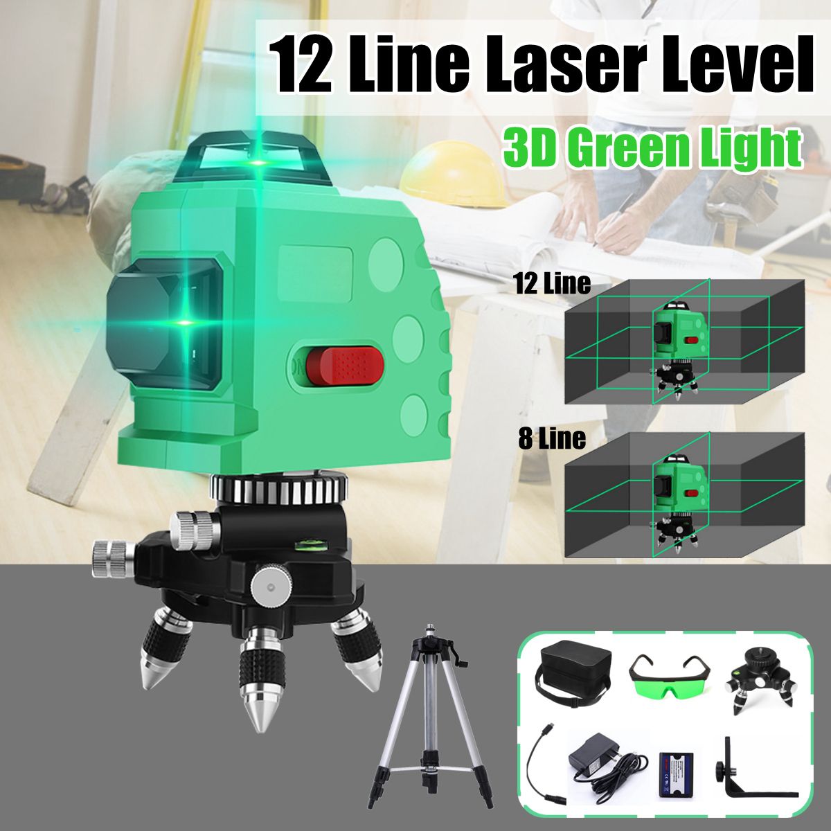 3D-12-Line-Laser-Level-Green-IP54-Self-Leveling-360deg-Rotary-Cross-Measure-Tool-1642221