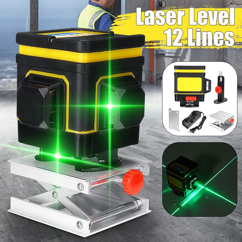 3D-12-Lines-Green-Laser-Level-Remote-Self-Leveling-360deg-Measuring--2-Batteries-1469907