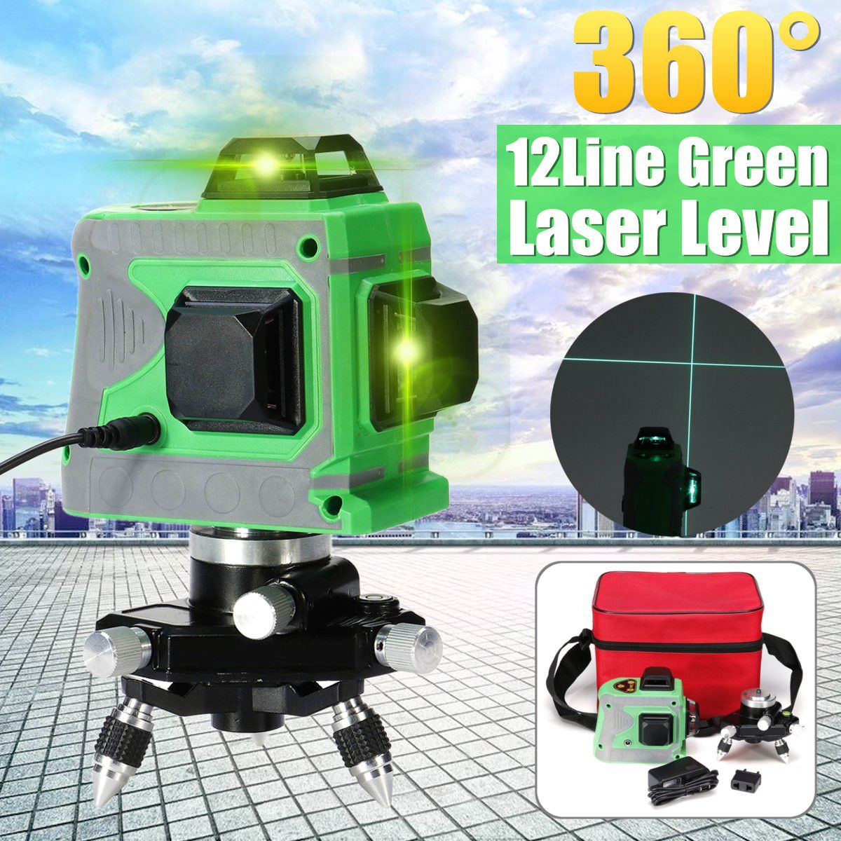 3D-12Line-Green-Laser-Level-Self-Leveling-360deg-Rotary-Cross-Outdoor-Measure-Tool-1642217