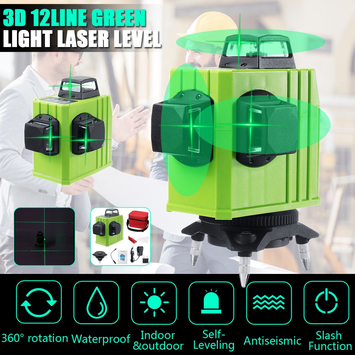 3D-Green-Laser-Level-Self-Leveling-12-Lines-360-Degree-HorizontalampVertical-Cross-1487380