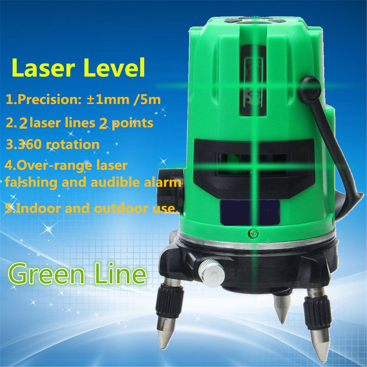 Green-2-Line-2-Points-Laser-Level-360-Rotary-Laser-Line-Self-Leveling-with-Tripod-1166735