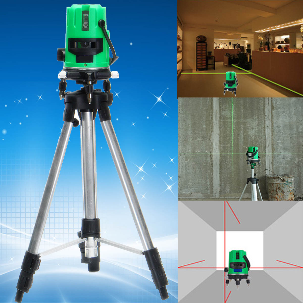 Green-2-Line-2-Points-Laser-Level-360-Rotary-Laser-Line-Self-Leveling-with-Tripod-1166735