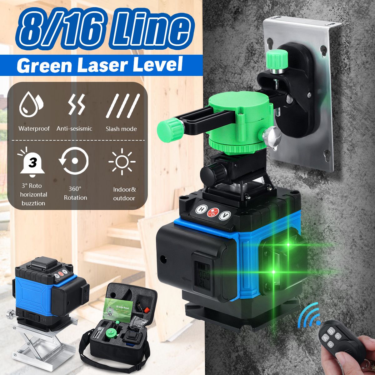 LCD-816-Lines-Green-Laser-Level-3D-Self-Leveling-360deg-Horizontal-amp-Vertical-1608022