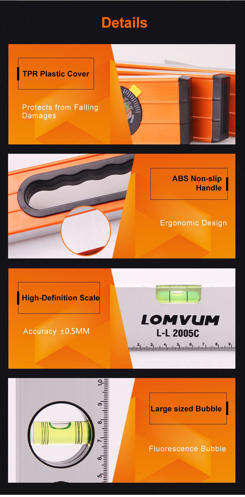 LOMVUM-230mm-High-Precision-Spirit-Level-Magnetic-High-Bearing-Ruler-Lever-Bubbles-Horizontal-Ruler--1263305