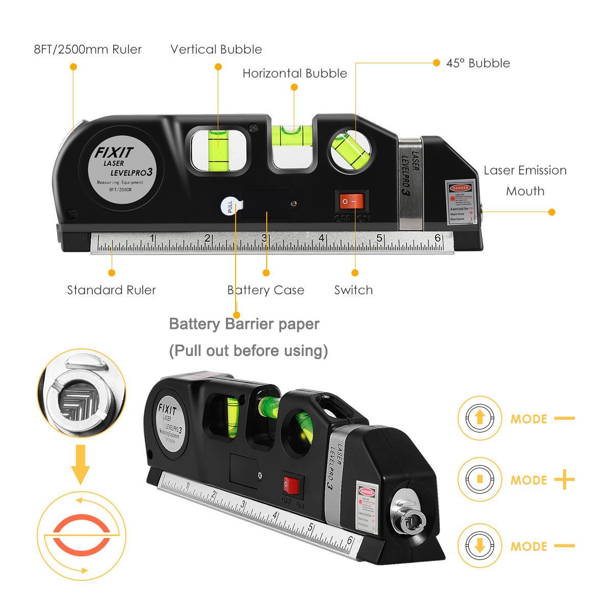 Laser-Level-Spirit-Level-Line-Lasers-Ruler-Horizontal-Ruler-Measure-Line-Tools-Adjusted-Standard-1291543