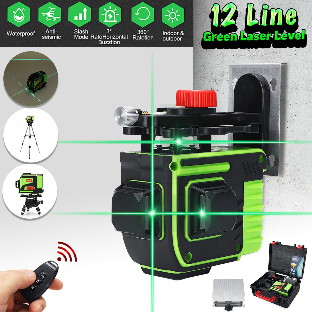 Remote-12-Lines-Green-Laser-Level-Self-Leveling-3D-360deg-Cross-Measuring-Tool-Kit-1546262