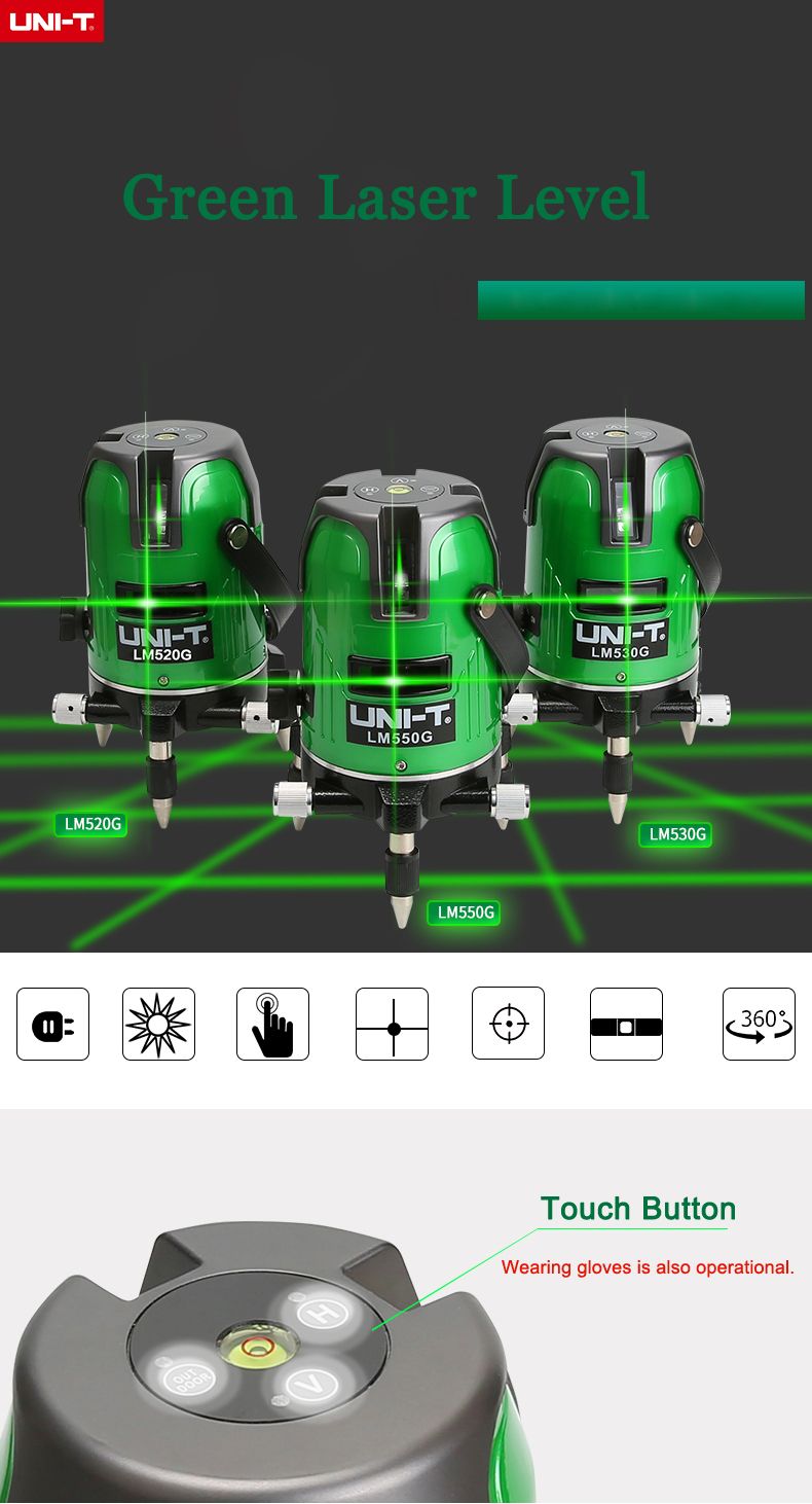 UNI-T-LM550G-5-Lines-Green-Laser-Level-360-Degree-Self-leveling-Cross-Laser-Level-Strengthen-Brightn-1240970