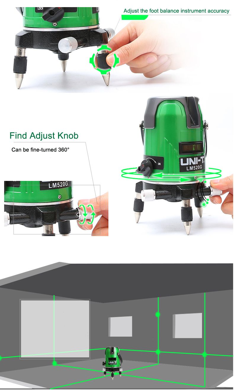 UNI-T-LM550G-5-Lines-Green-Laser-Level-360-Degree-Self-leveling-Cross-Laser-Level-Strengthen-Brightn-1240970