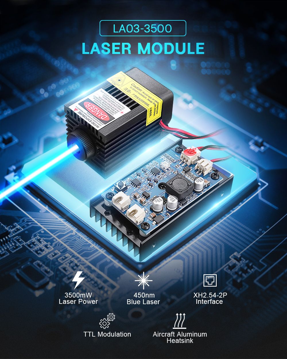 LA03-3500-450nm-35W-Blue-Laser-Module-TTL-Modulation-Fan-Heat-Sink-for-EleksMaker-DIY-Engraver-1103261