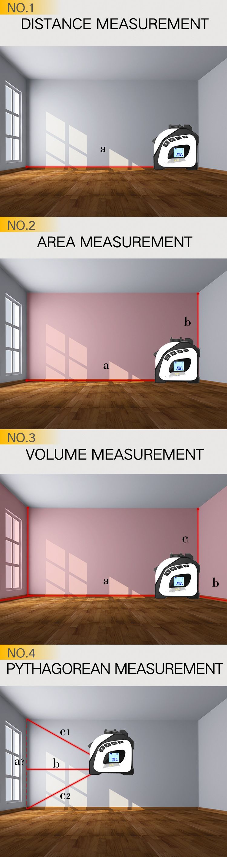 2-in-1-Laser-Distance-Measuring-Tape-40M-Laser-Rangefinder--5M-Tape-Measure-Area-Volume-Pythagorean--1559086