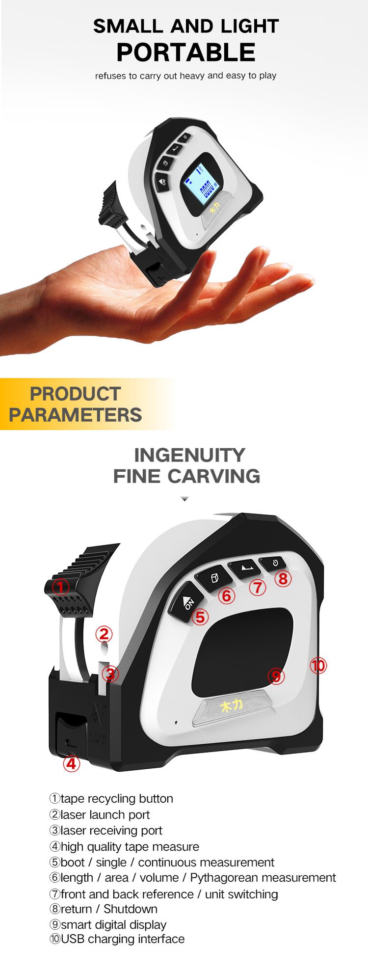 2-in-1-Laser-Distance-Measuring-Tape-40M-Laser-Rangefinder--5M-Tape-Measure-Area-Volume-Pythagorean--1559086