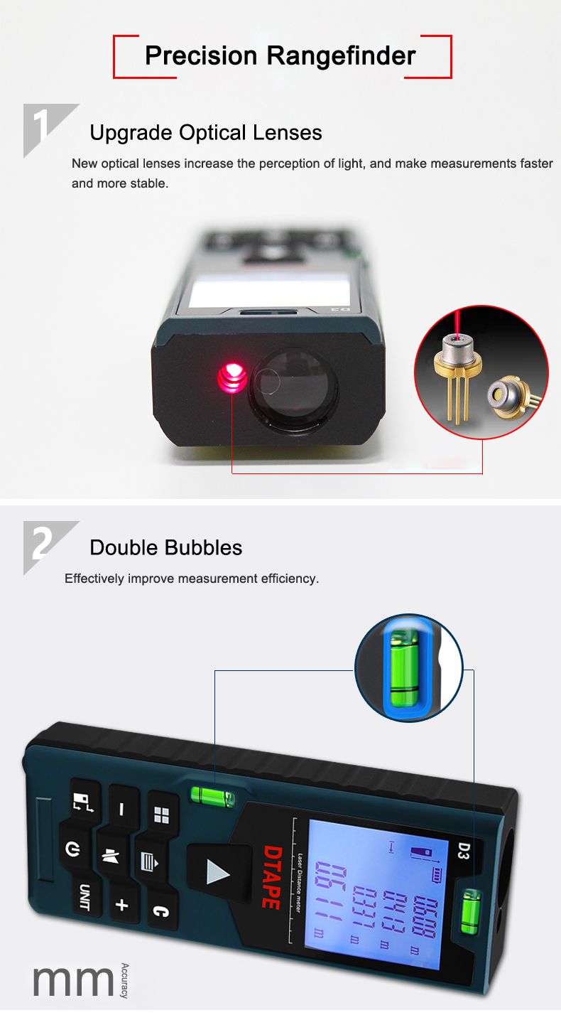 DTAPE-D3-Digital-Laser-40m-60m-80m-100m-Rangefinder-Distance-Meter-Single-Continuous-AreaVolumePytha-1204312