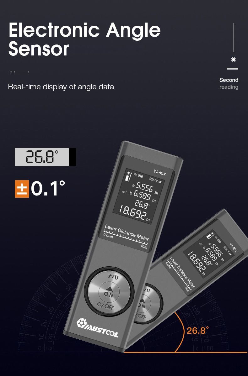MUSTOOL-40m-Digital-Mini-Laser-Rangefinder-with-Electronic-Angle-Sensor-MInFt-Unit-Switching-USB-Cha-1694283