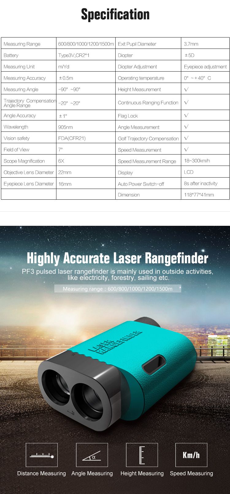 Mileseey-Telescope-Laser-Rangefinder-1000m-Laser-Distance-Meter-Monocular-Golf-hunting-laser-Range-F-1380197