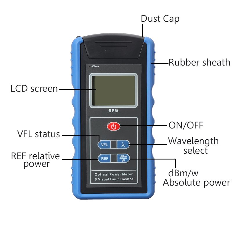 TM203N-650nm-001dbm-Optic-Power-Red-Light-Meter-FC-SC-Adapter-Source-LCD-Tester-Detector-1310533