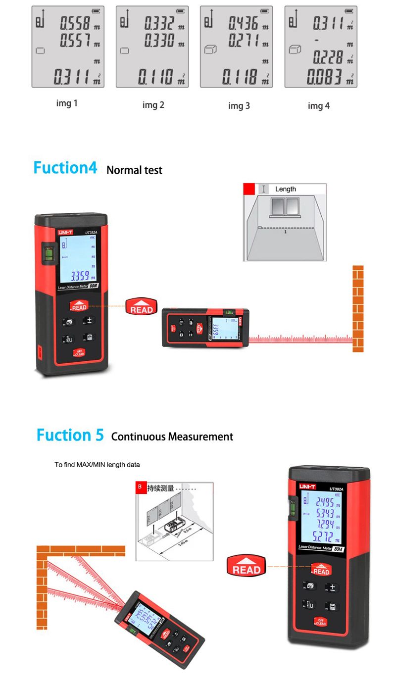 UNI-T-UT390B-40M-Handheld-Laser-Rangefinder-Optical-Telemetre-Distance-Meter-Area-Volume-Measure-1021173