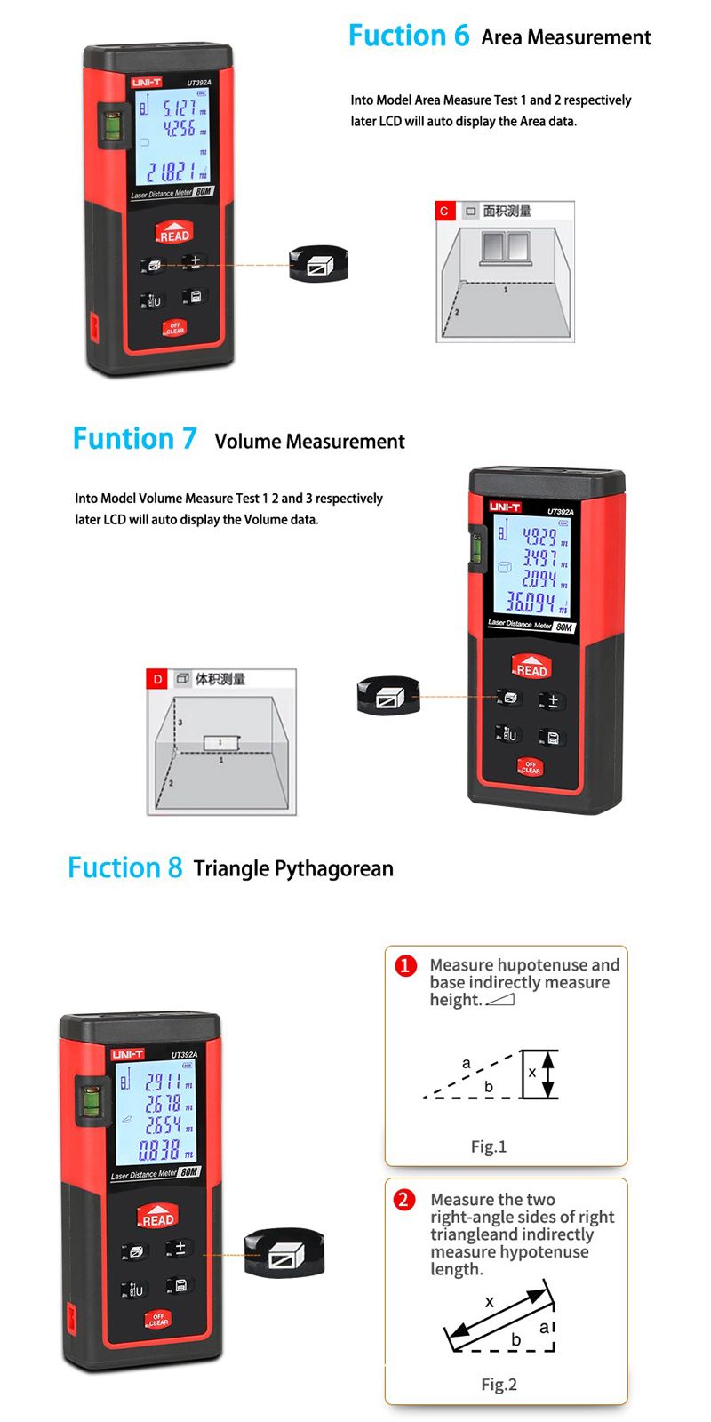 UNI-T-UT390B-40M-Handheld-Laser-Rangefinder-Optical-Telemetre-Distance-Meter-Area-Volume-Measure-1021173