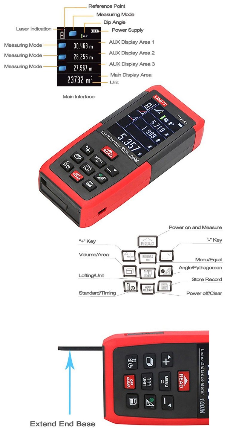 UNIT-UT395A-Professional-50M-Laser-Distance-Meter-Triangle-Area-Continuous-Measure-Rangefinder-with--1105503