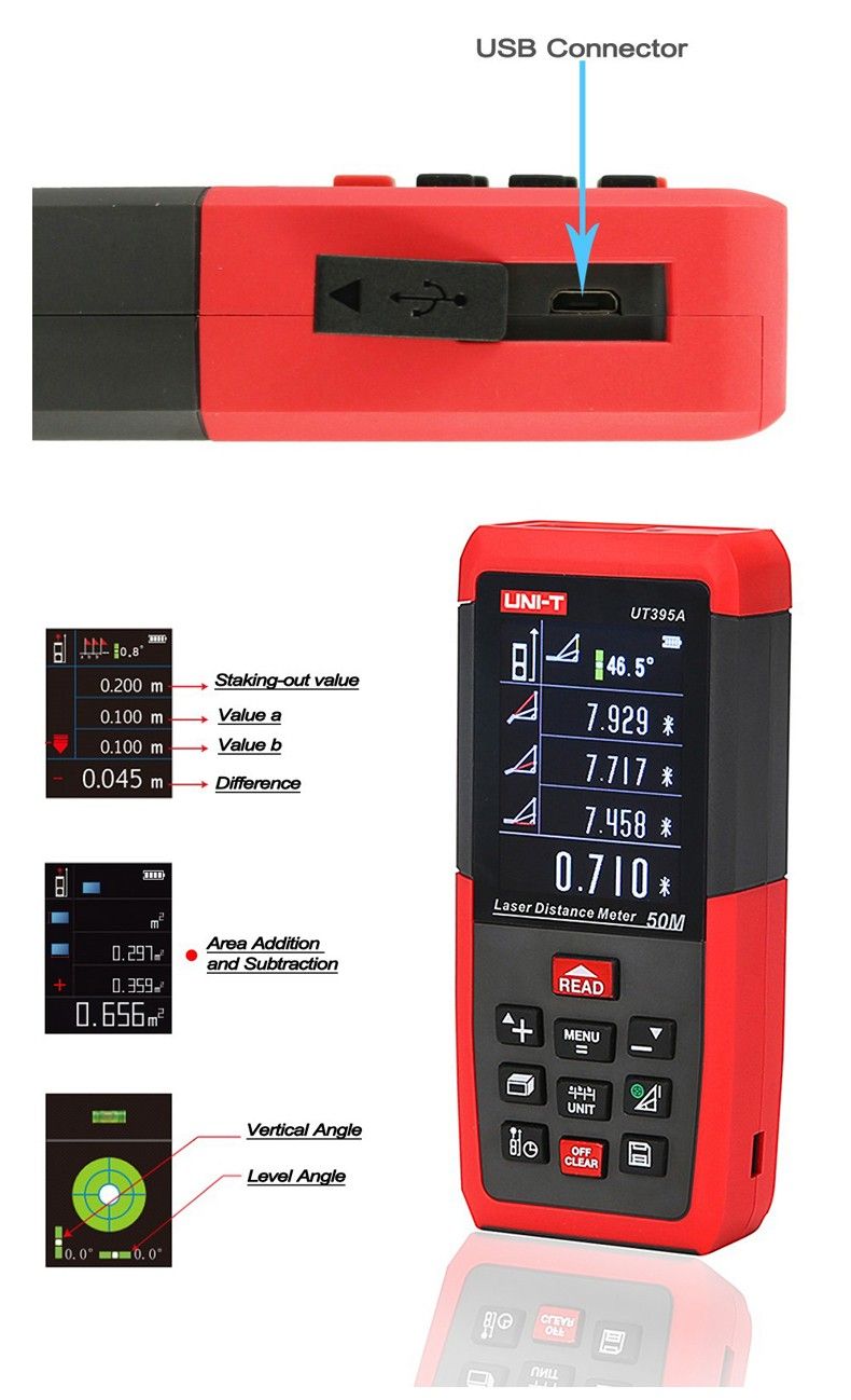 UNIT-UT395A-Professional-50M-Laser-Distance-Meter-Triangle-Area-Continuous-Measure-Rangefinder-with--1105503