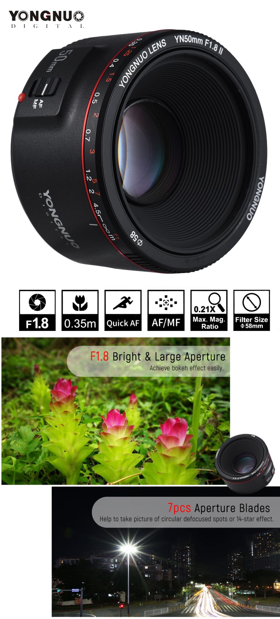 YONGNUO-YN-50mm-F18-II-Large-Aperture-Auto-Focus-AF-MF-Lens-for-Canon-Camera-1377998