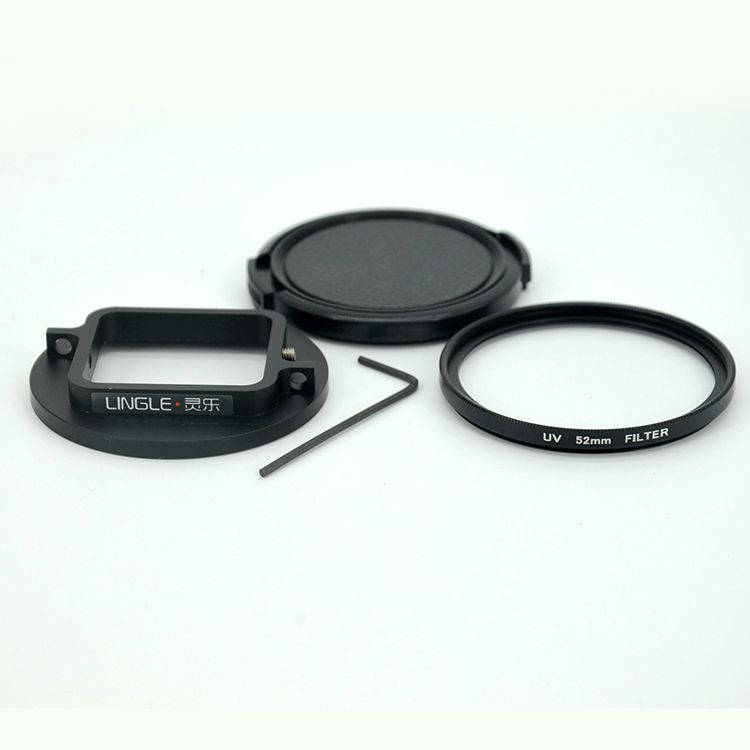 LINGLE-52mm-UV-Filter-Lens-Cover-with-Connect-Ring-Storage-Bag-for-Gopro-Hero-5-Black-1127301