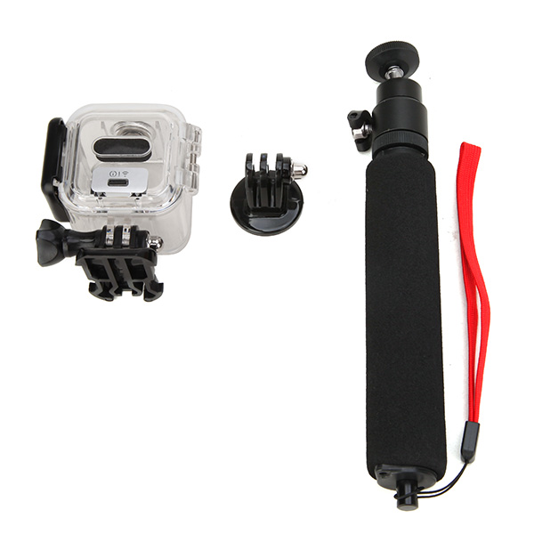 Protetive-45mm-Waterproof-Housing-Case-and-Selfie-Stick-Monopod-and-Tripod-Mount-Adapter-With-Red-St-1011296