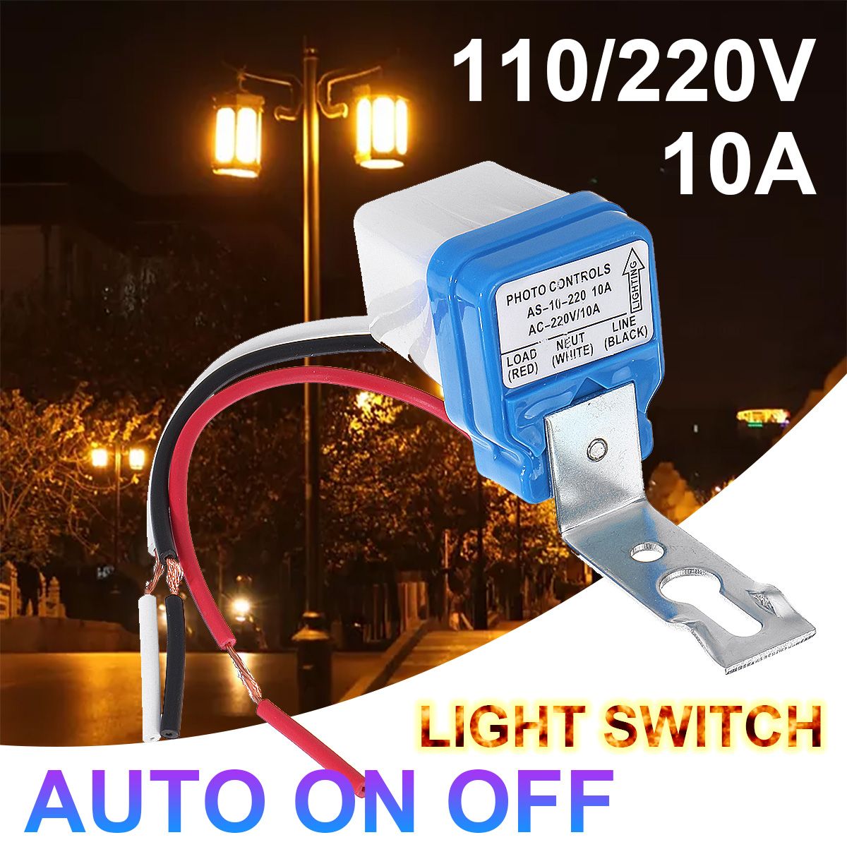 2PCS-Waterproof-10A-Automatic-ONOFF-Road-Light-Switch-Photoswitch-Sensor-Photocell-Lamp-AC110V-AC220-1625451