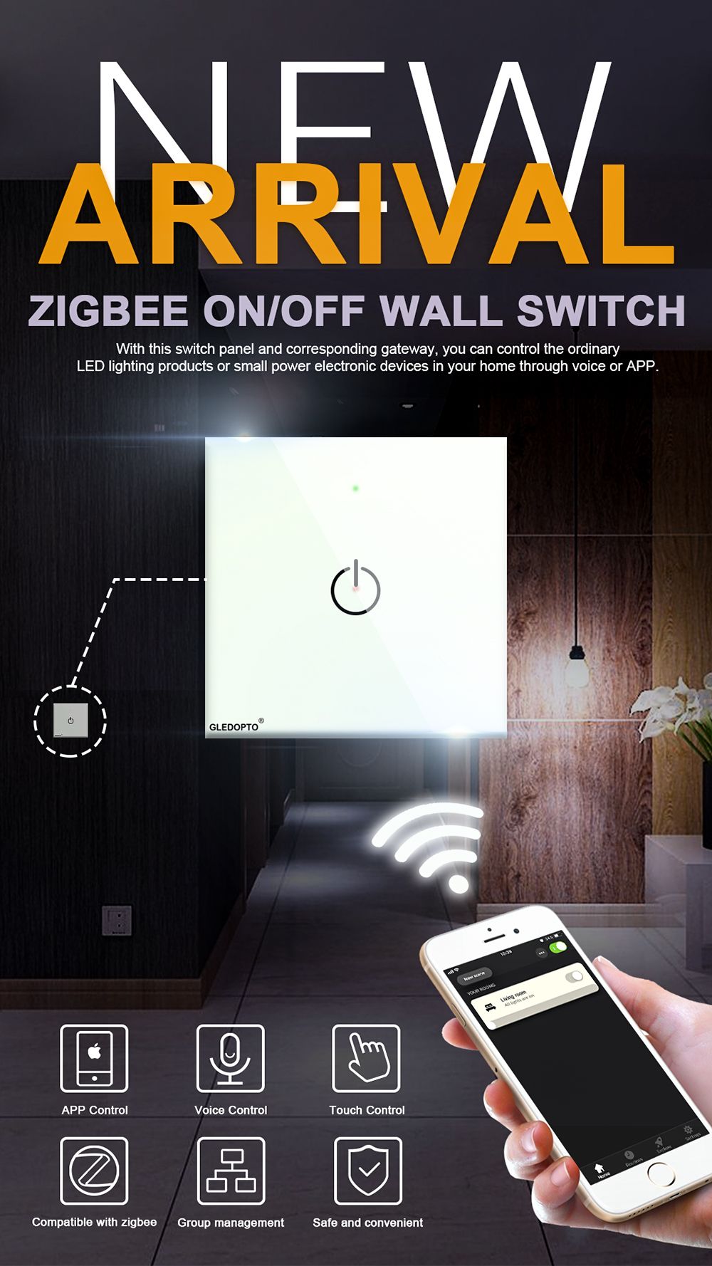 GLEDOPTO-GL-W-001Z-AC100-240V-1-Gang-1-Way-Smart-Light-Switch-Work-With-Zigee-Amazon-Echo-Philip-Hue-1524408