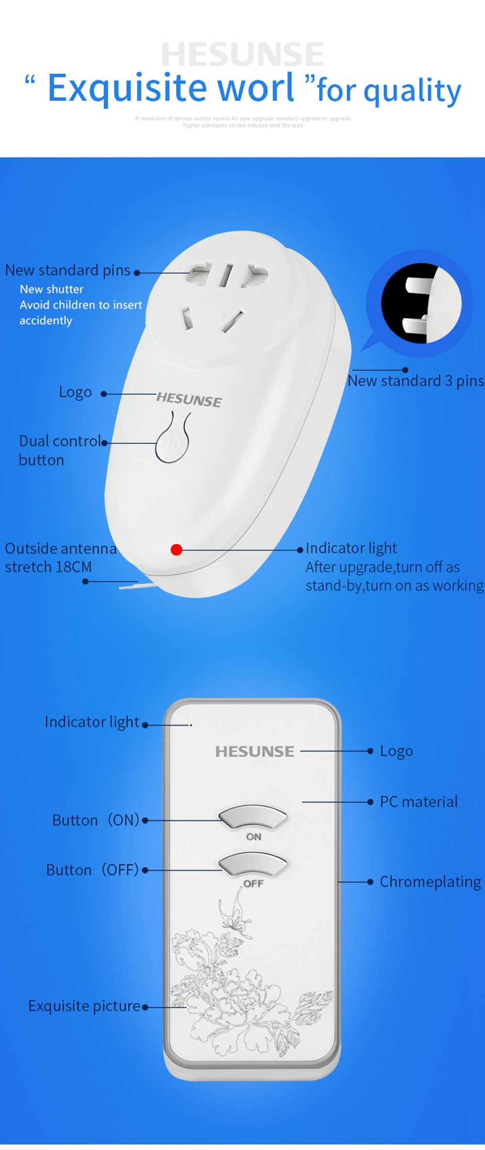 Hesunse-2500W-Remote-Control-Water-Pump-Household-Lamp-Socket-AC220-250V-1749016