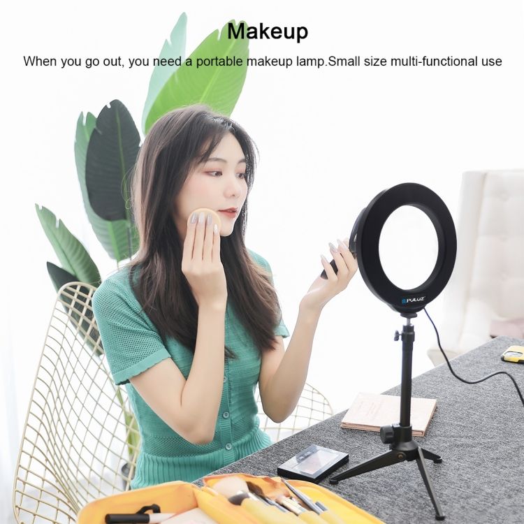 PULUZ-PU408-22cm-Desktop-Adjustable-Tripod-Stand-Selfie-Stick-LED-Ring-Light-Mount-Holder-for-Live-B-1686010