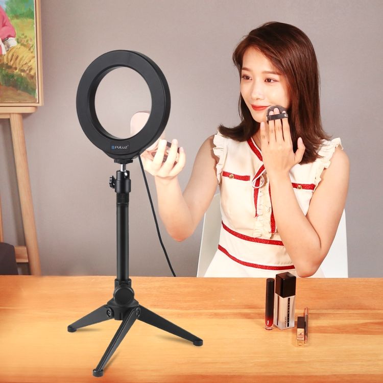 PULUZ-PU408-22cm-Desktop-Adjustable-Tripod-Stand-Selfie-Stick-LED-Ring-Light-Mount-Holder-for-Live-B-1686010