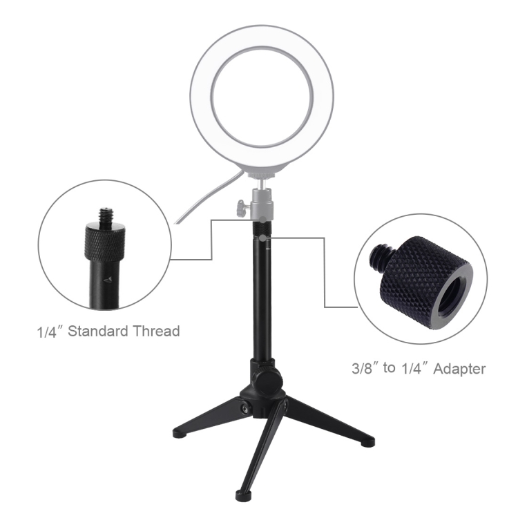 PULUZ-PU408-22cm-Desktop-Adjustable-Tripod-Stand-Selfie-Stick-LED-Ring-Light-Mount-Holder-for-Live-B-1686010