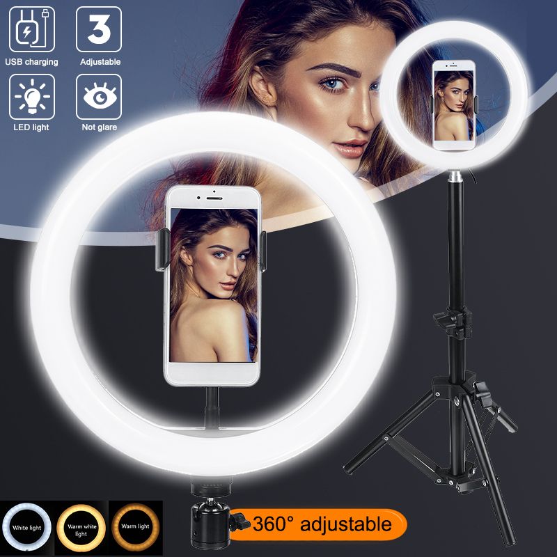 10-Inch-Dimmable-LED-Ring-Light-Photo-Selfie-Fill-Light-with-Tripod-Adjustable-Phone-Holder-Tripod-H-1749024