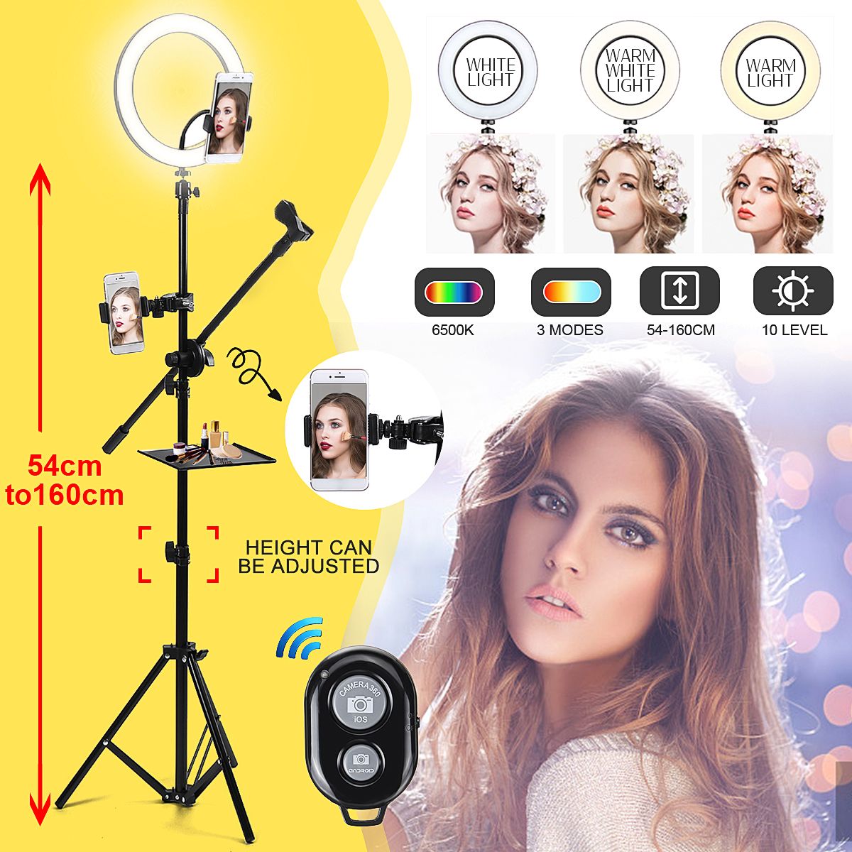 10-Inch-LED-Dimmable-Video-Ring-Light-Tripod-Stand-with-Phone-Holder-bluetooth-Selfie-Shutter-for-Yo-1610615