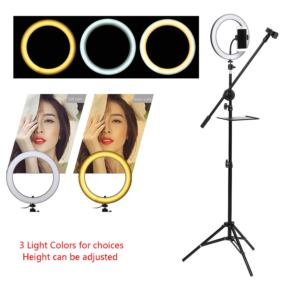 10-Inch-LED-Dimmable-Video-Ring-Light-Tripod-Stand-with-Phone-Holder-bluetooth-Selfie-Shutter-for-Yo-1610615