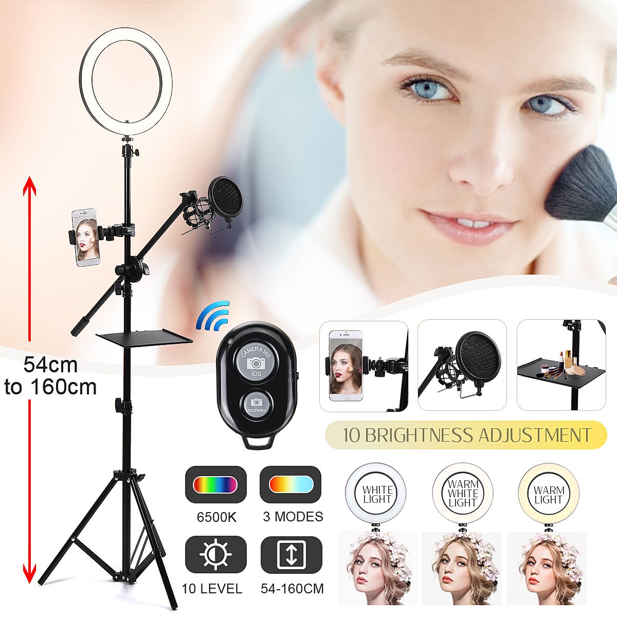 1625cm-Dimmable-LED-Video-Ring-Light-Tripod-Stand-with-PhoneMic-Holder-bluetooth-Selfie-Shutter-for--1610611