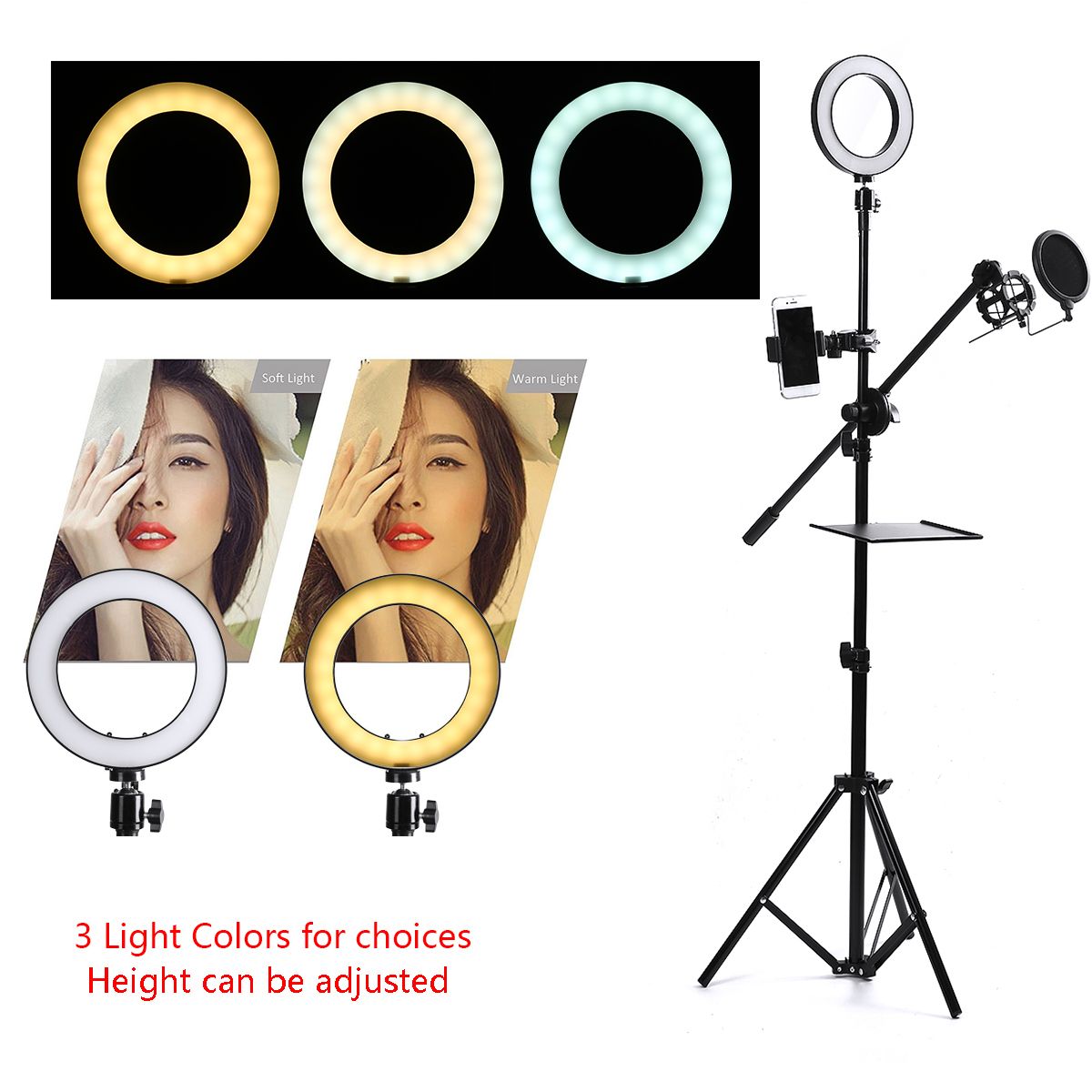 1625cm-Dimmable-LED-Video-Ring-Light-Tripod-Stand-with-PhoneMic-Holder-bluetooth-Selfie-Shutter-for--1610611