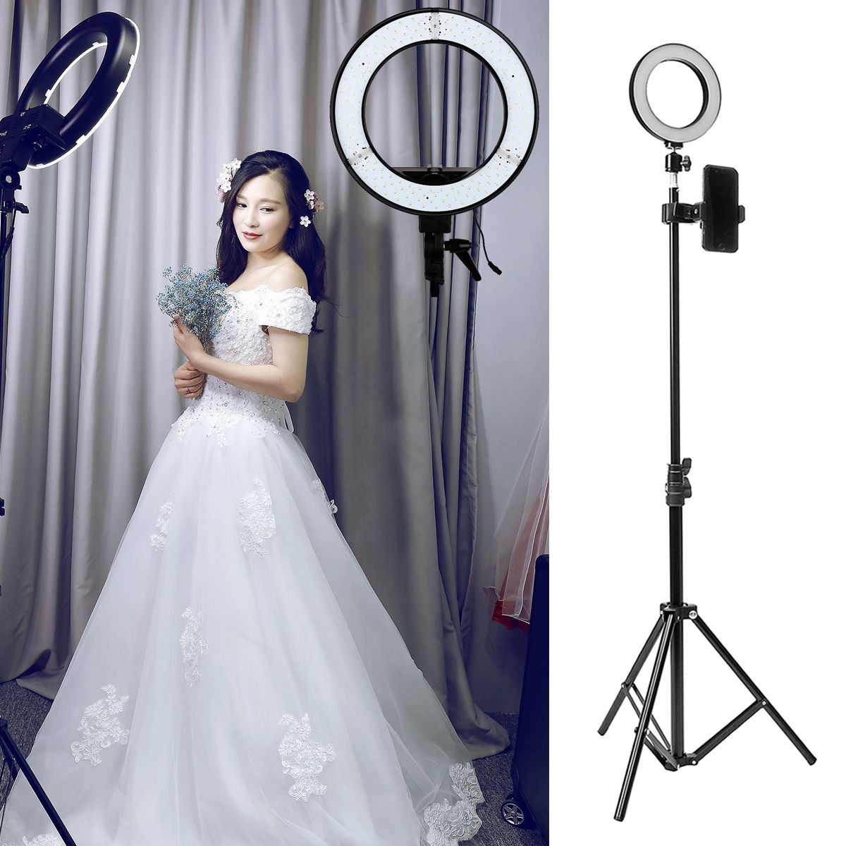 16cm-2700K-5500K-Dimmable-USB-LED-Ring-Light-Universal-Phone-Holder-Adjustable-Tripod-Stand-for-Make-1665068