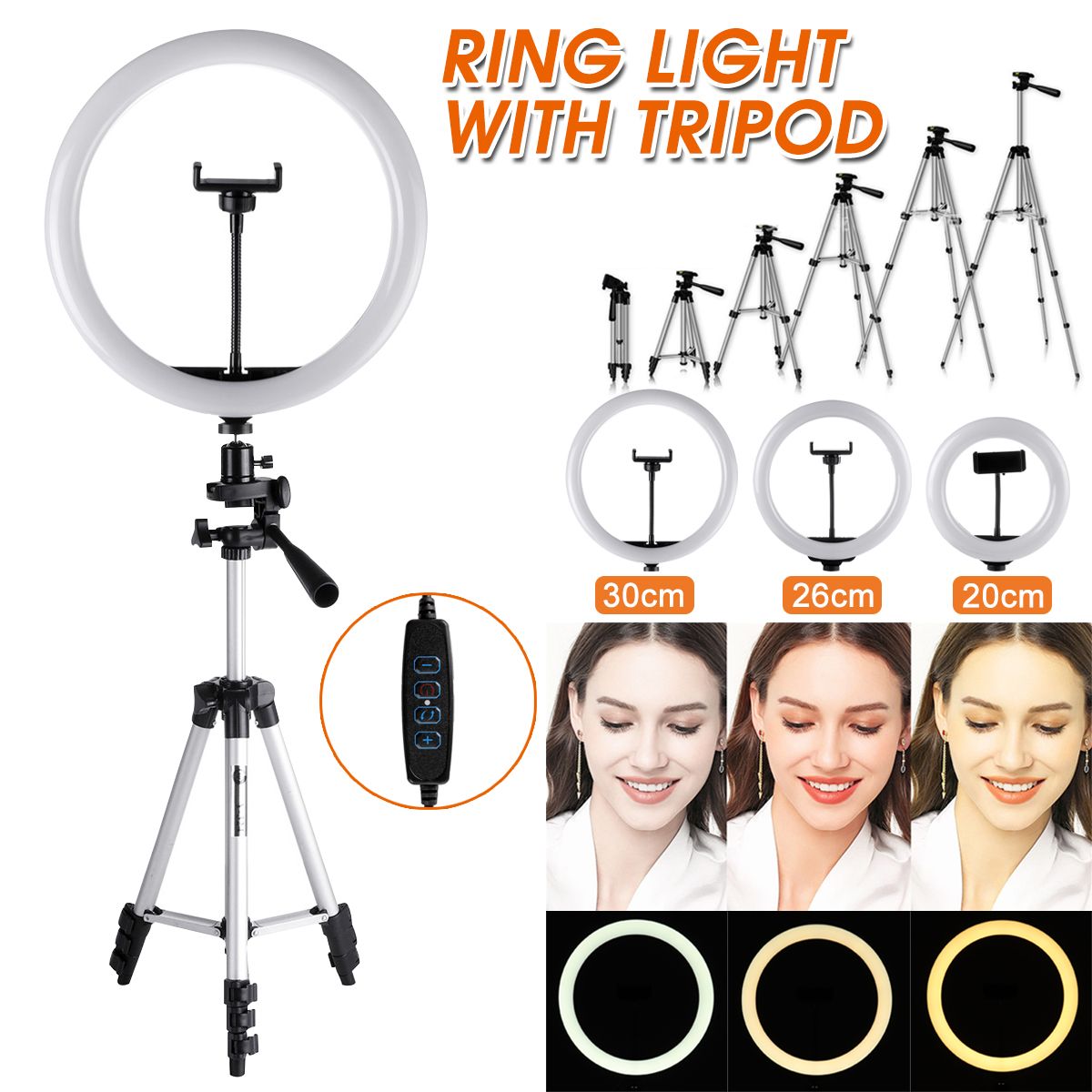 20cm-26cm-30cm-LED-Ring-Light-3500-6500K-3-Color-10-Brightness-Dimmable-Makeup-Beauty-Fill-Light-for-1707278